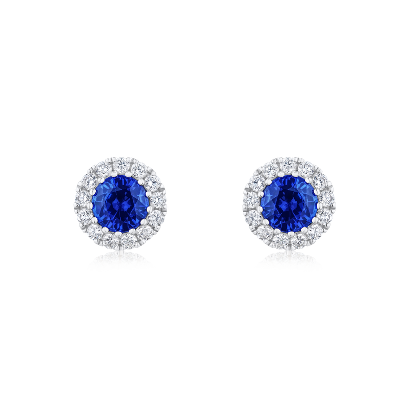 Sapphire and Diamond Cluster Earrings