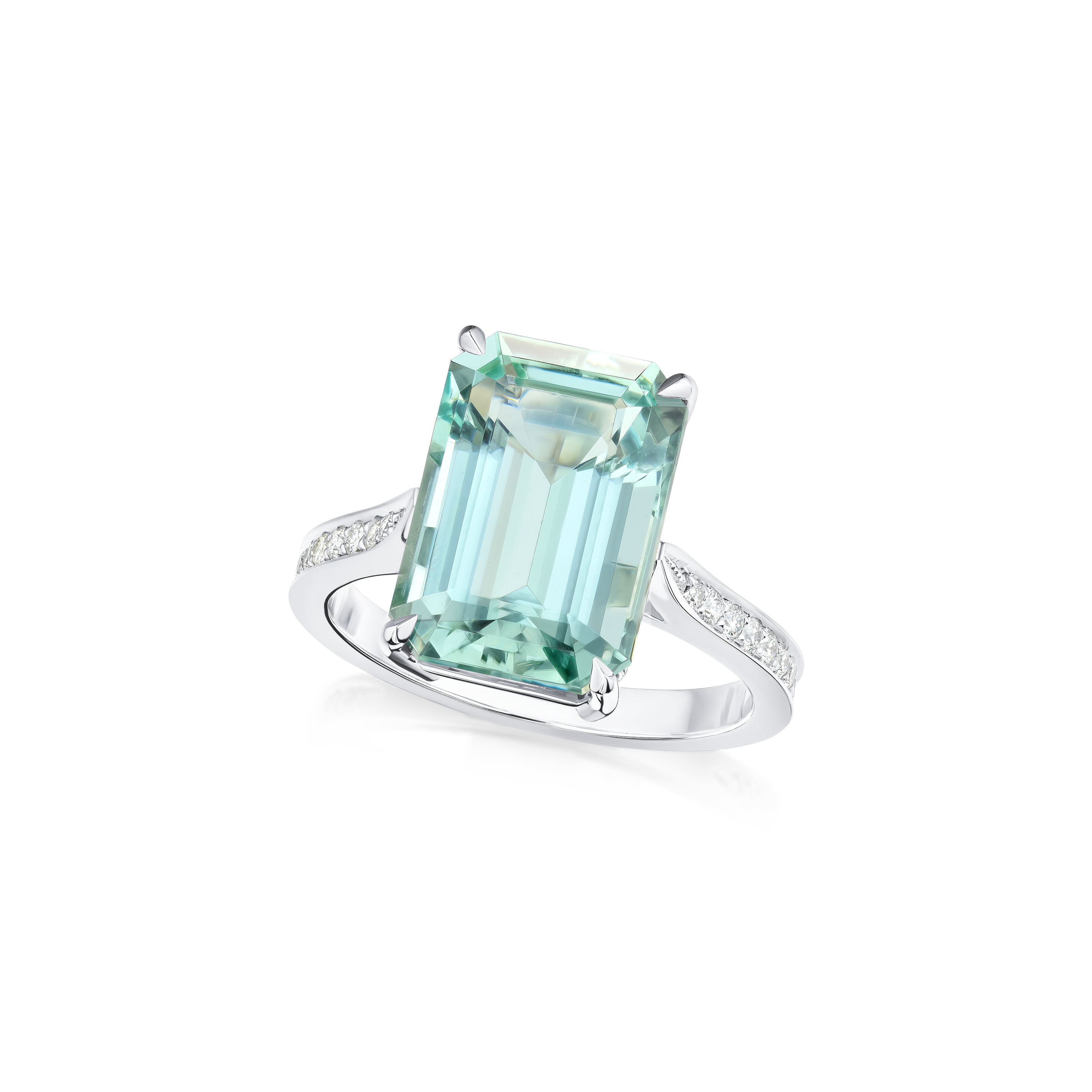 5.82cts Aquamarine Ring With Diamond Set Shoulders