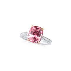 3.59cts Pink Tourmaline Ring With Diamond Set Shoulders