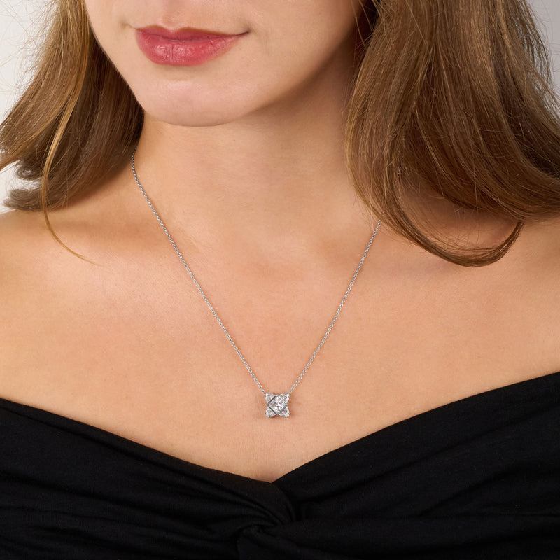 Princess Cut Diamond Cluster Pendant