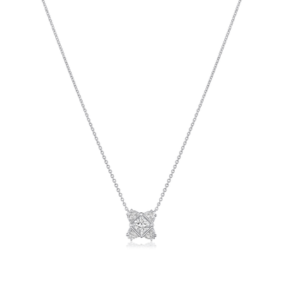 Princess Cut Diamond Cluster Pendant