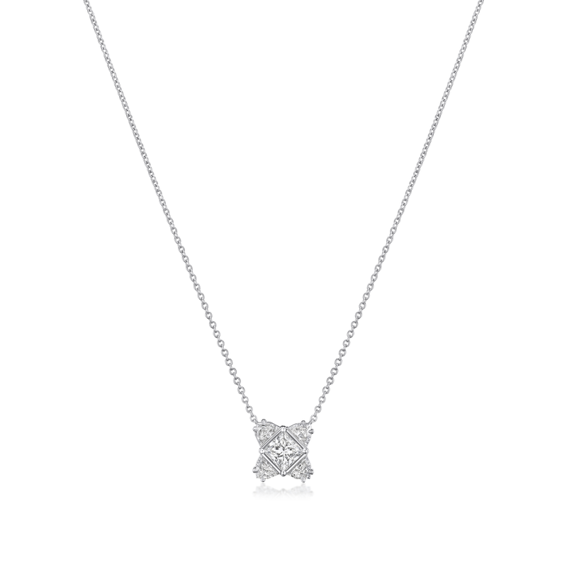 Princess Cut Diamond Cluster Pendant