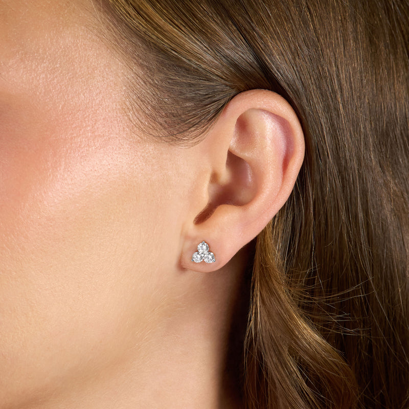 Trefoil Collection Round Brilliant Cut Diamond Earrings