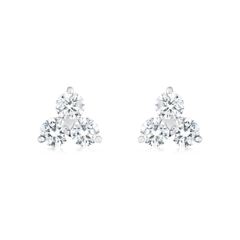 Trefoil Collection Round Brilliant Cut Diamond Earrings