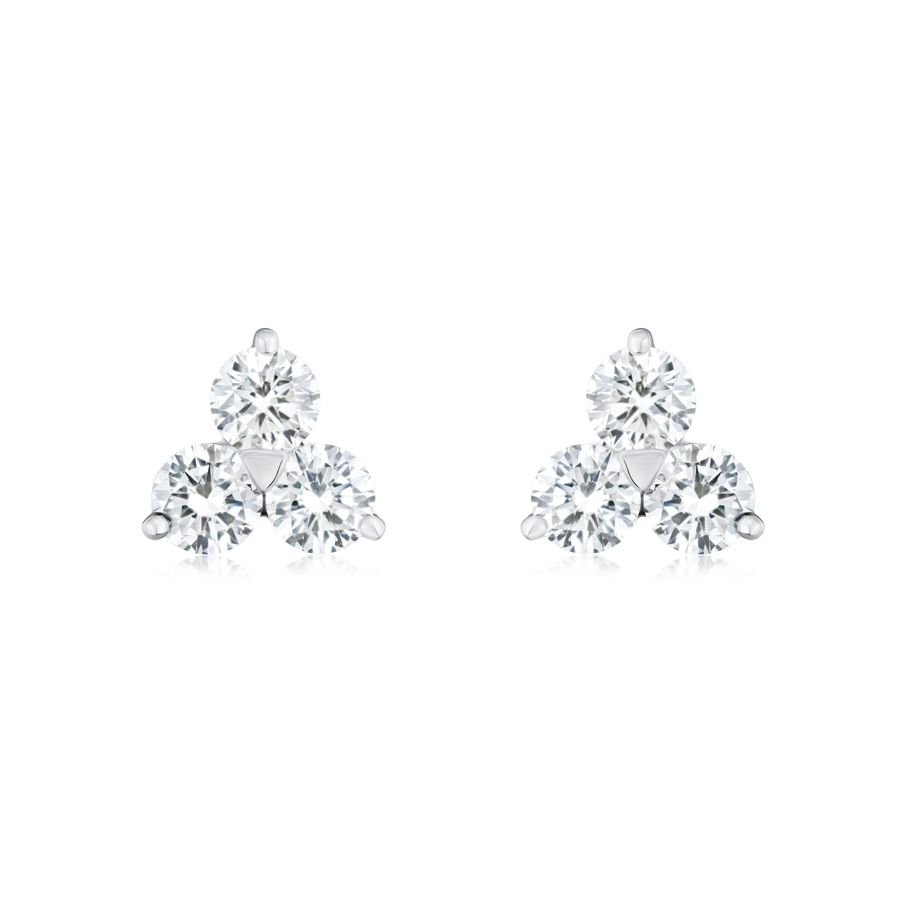 Trefoil Collection 0.94ct Round Brilliant Cut Diamond Earrings