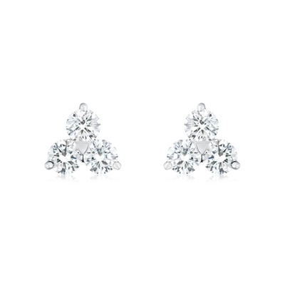 Trefoil Collection 0.94ct Round Brilliant Cut Diamond Earrings
