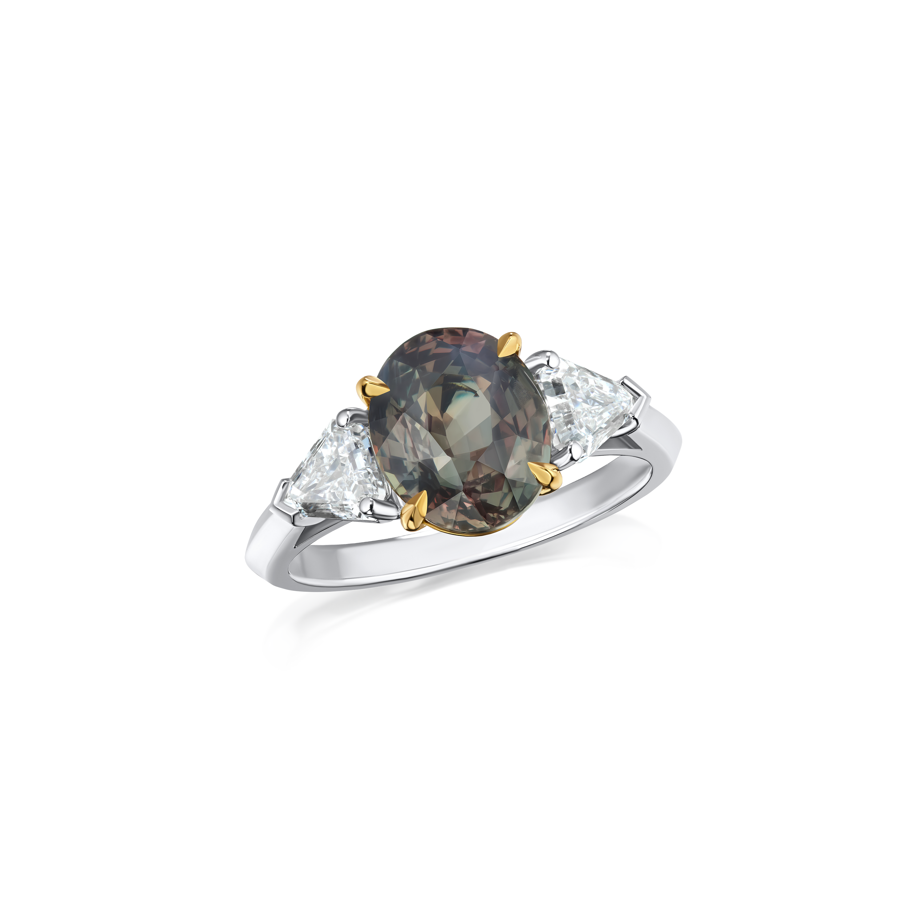 3.58cts Alexandrite and Diamond Three Stone Ring