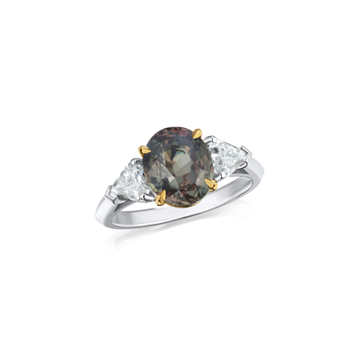 3.58cts Alexandrite and Diamond Three Stone Ring