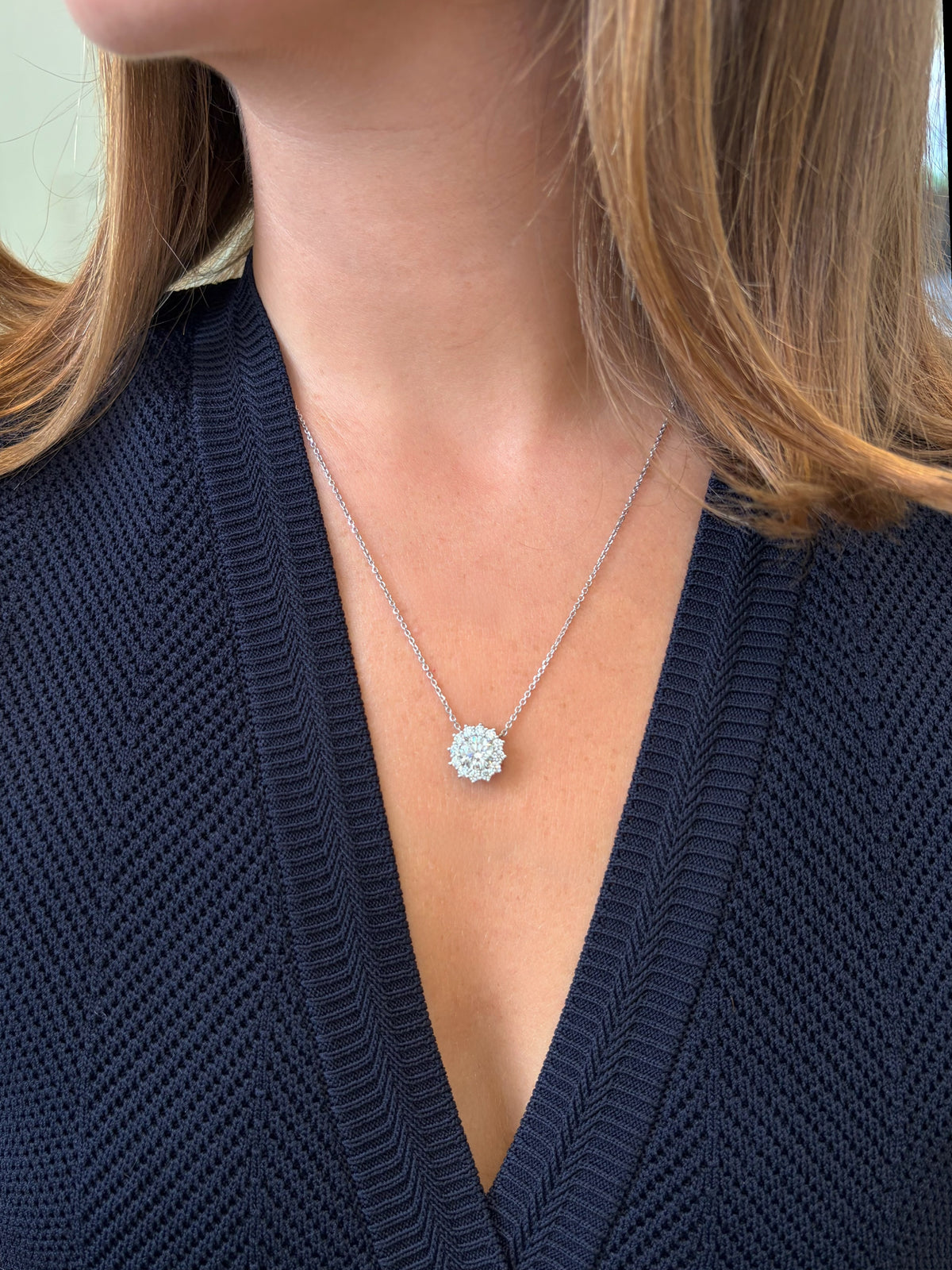 Round Brilliant Cut Diamond Ravello Cluster Pendant