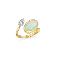 2.35cts Opal and Diamond 'Toi et Moi' Ring