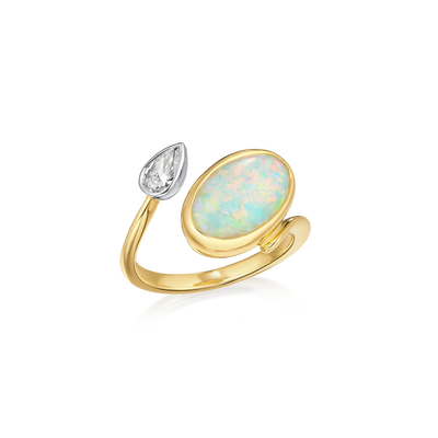 2.35cts Opal and Diamond 'Toi et Moi' Ring