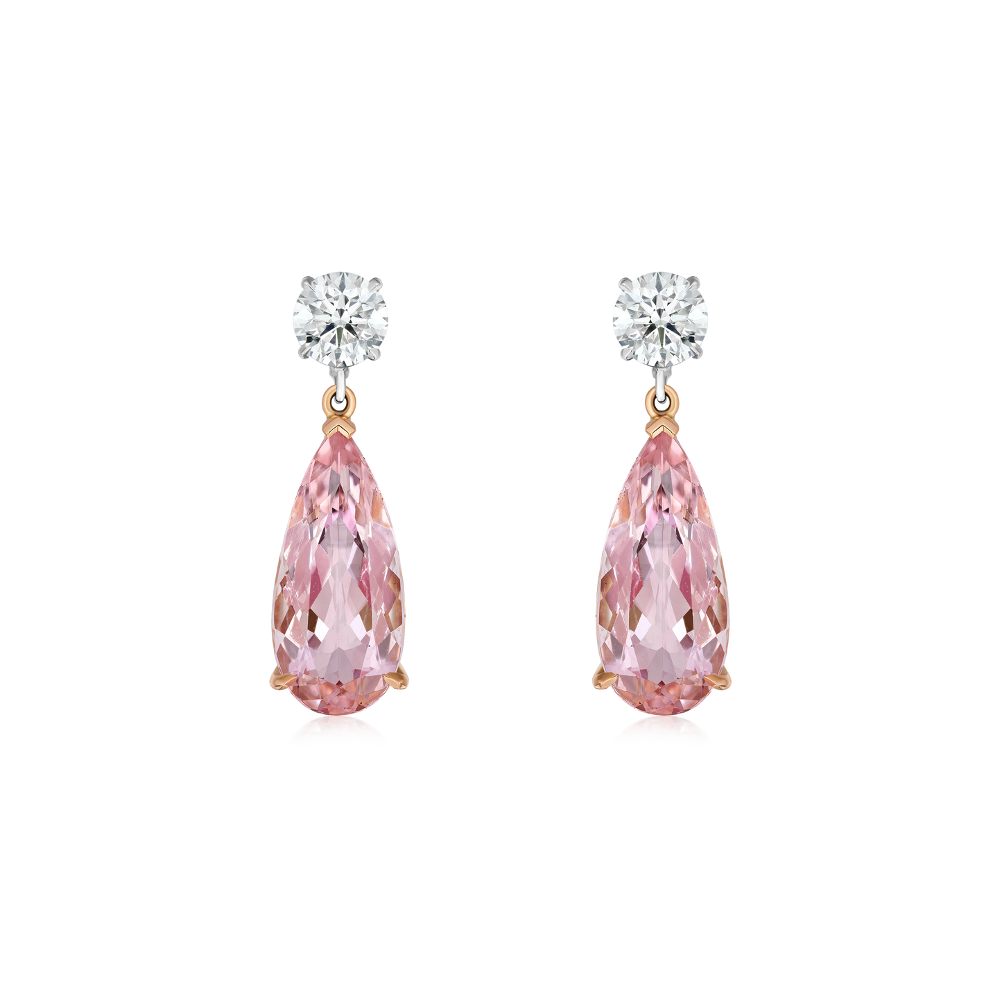 7.45cts Morganite and Diamond Slide On/Off Earrings