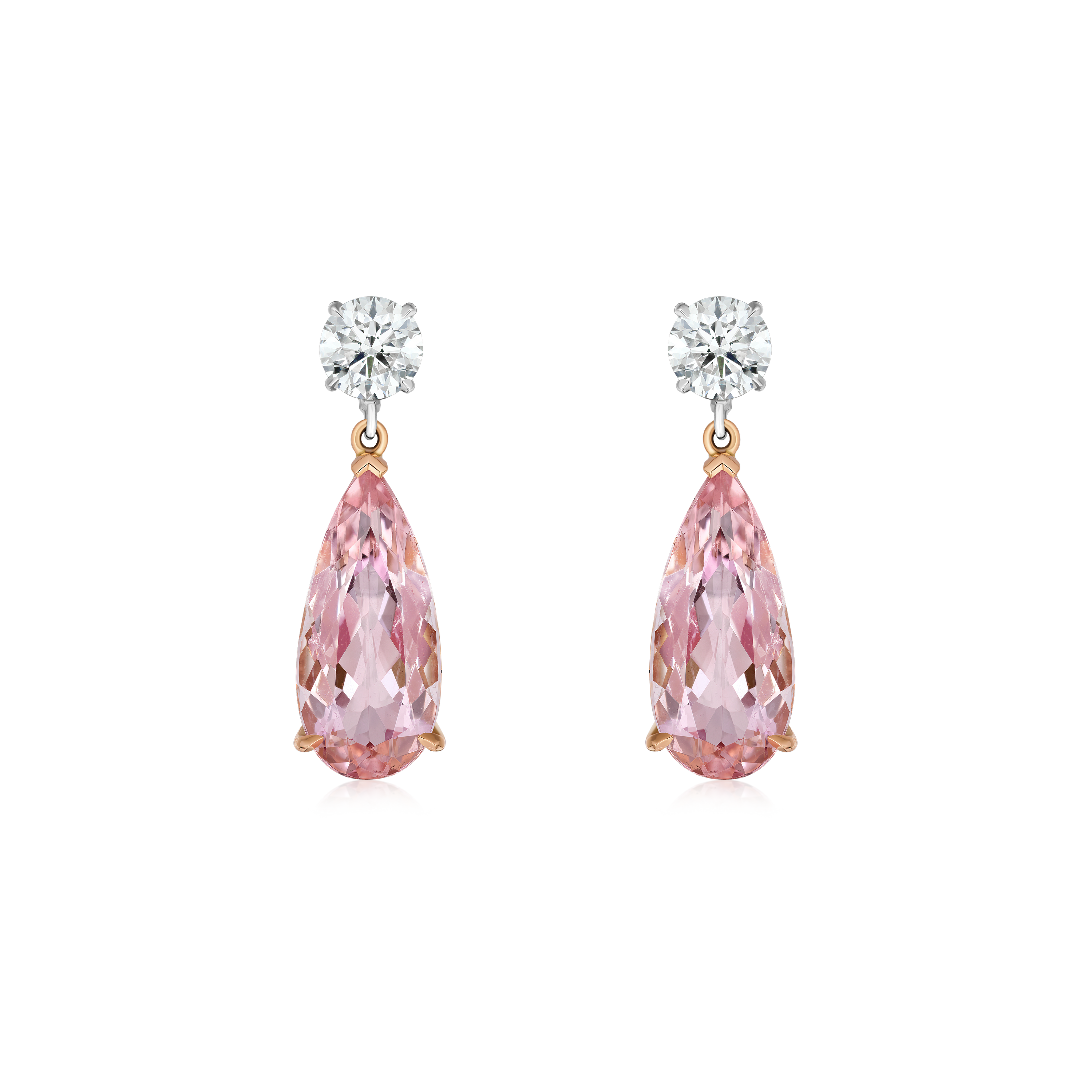 7.45cts Morganite and Diamond Slide On/Off Earrings