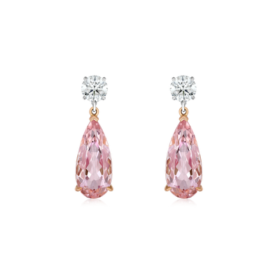 7.45cts Morganite and Diamond Slide On/Off Earrings