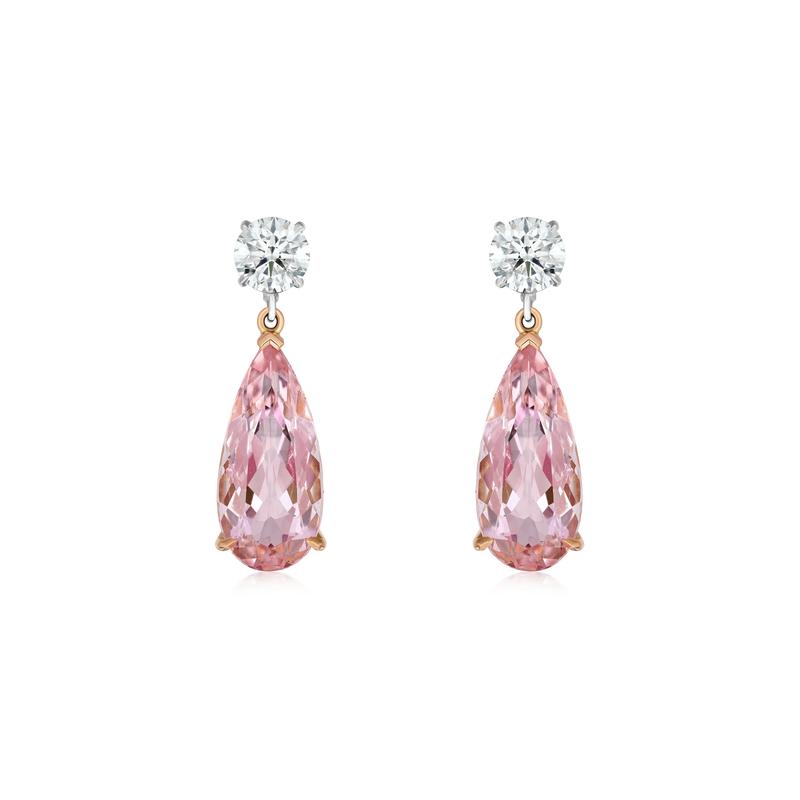 7.45cts Morganite and Diamond Slide On/Off Earrings