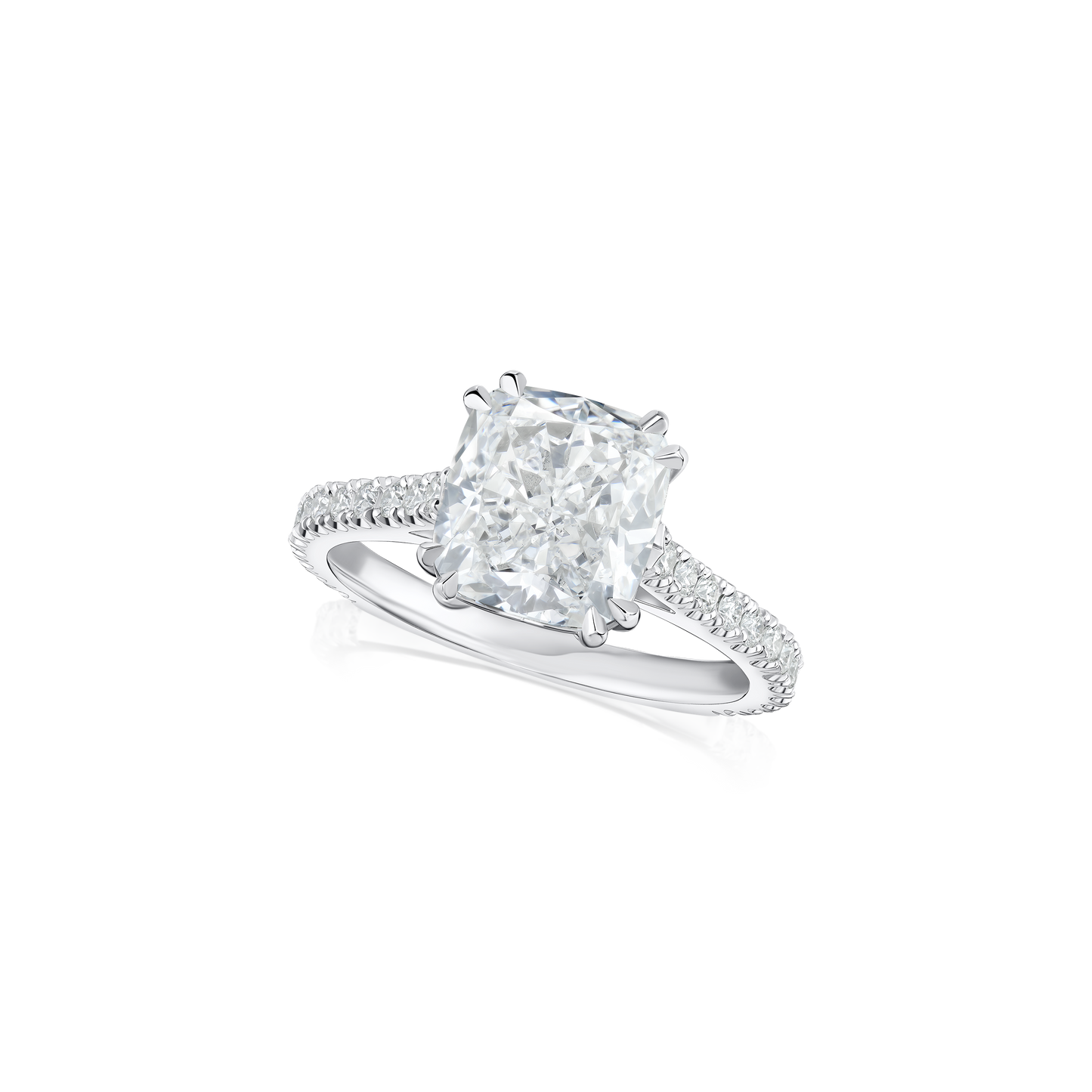 3.23cts Diamond Solitaire Ring With Diamond Set Shoulders