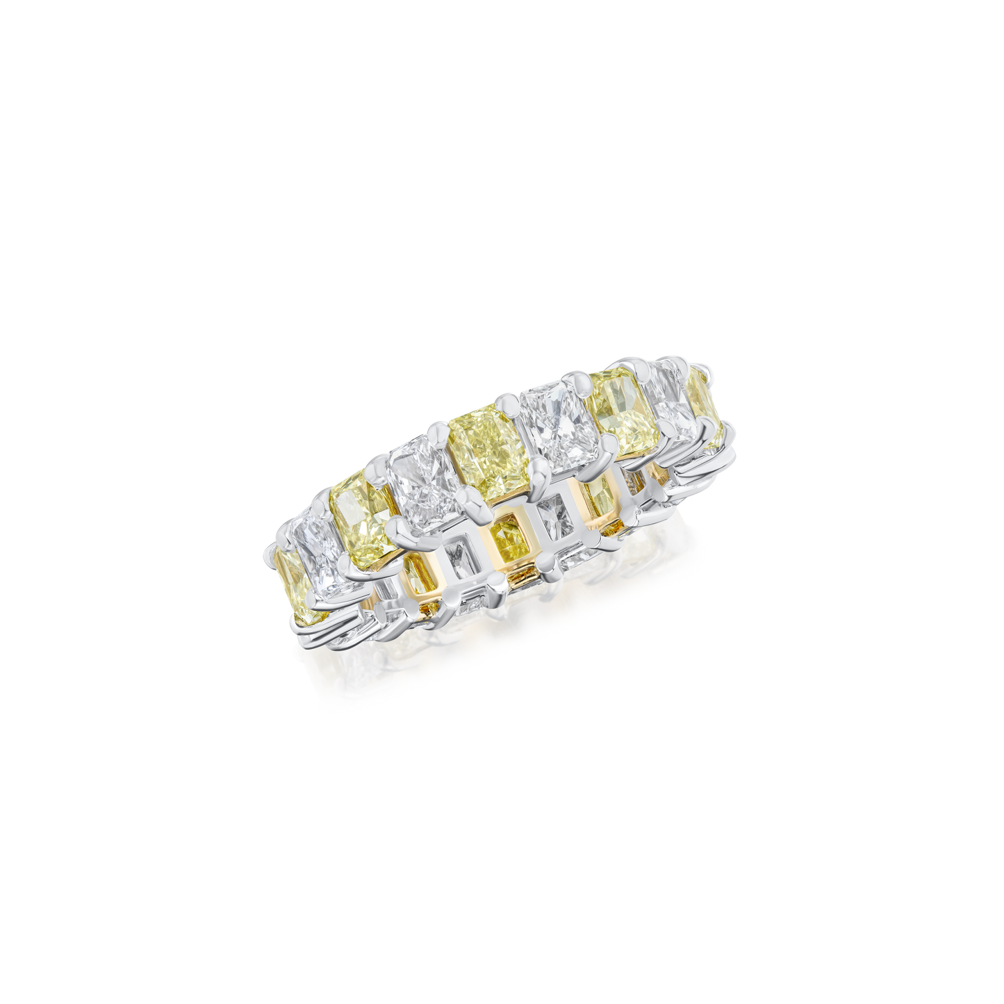 Radiant Cut Yellow and White Diamond Full Eternity Ring
