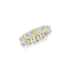 Radiant Cut Yellow and White Diamond Full Eternity Ring