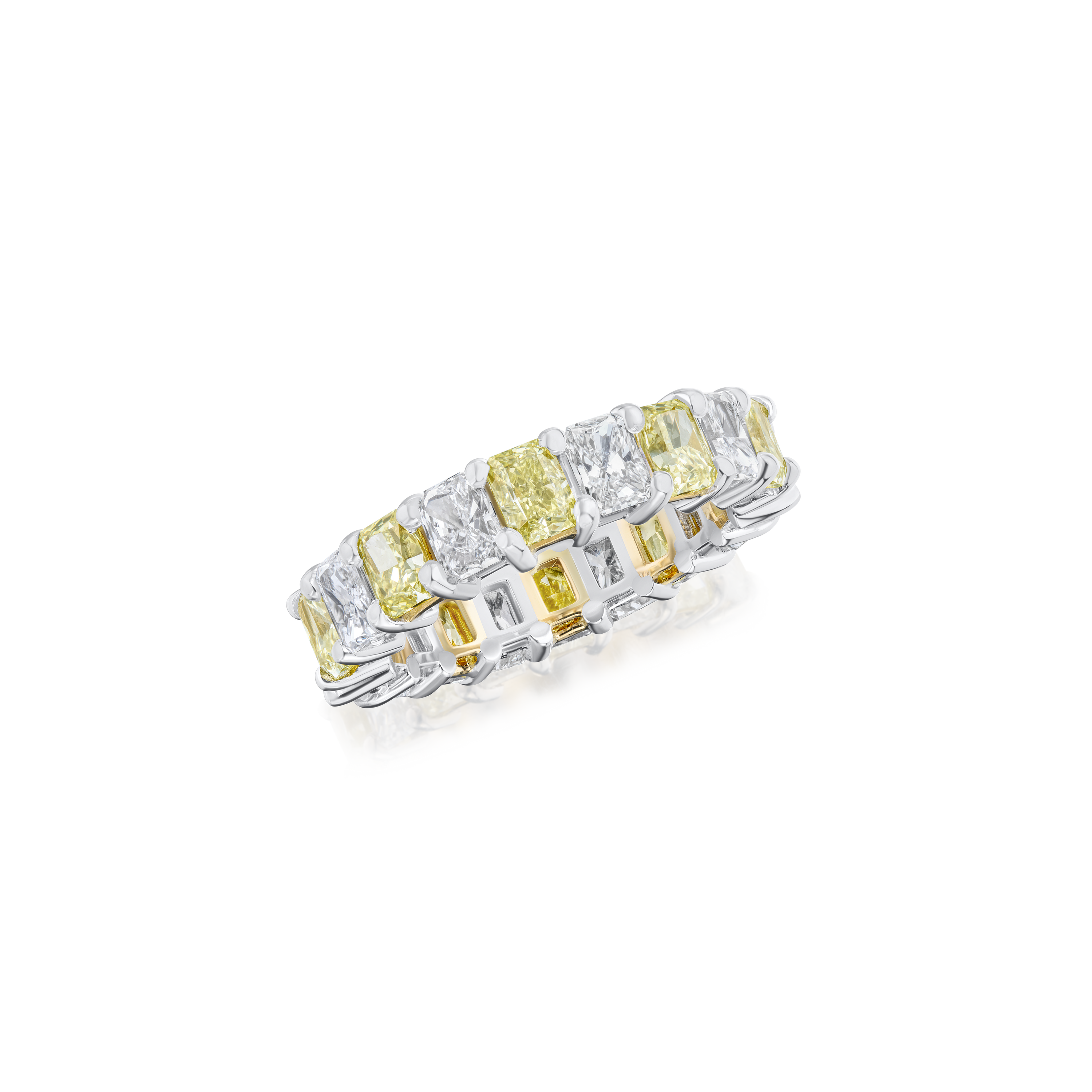 Radiant Cut Yellow and White Diamond Full Eternity Ring