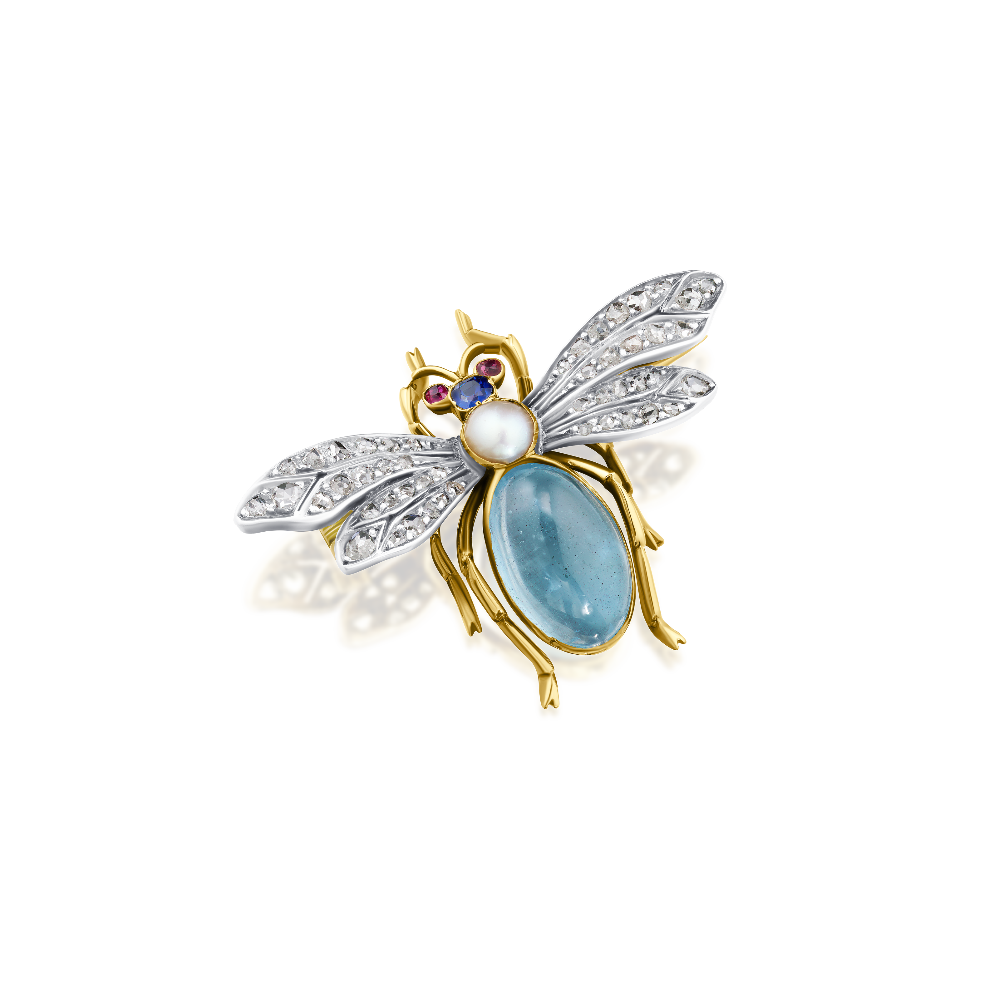 Aquamarine Insect Brooch