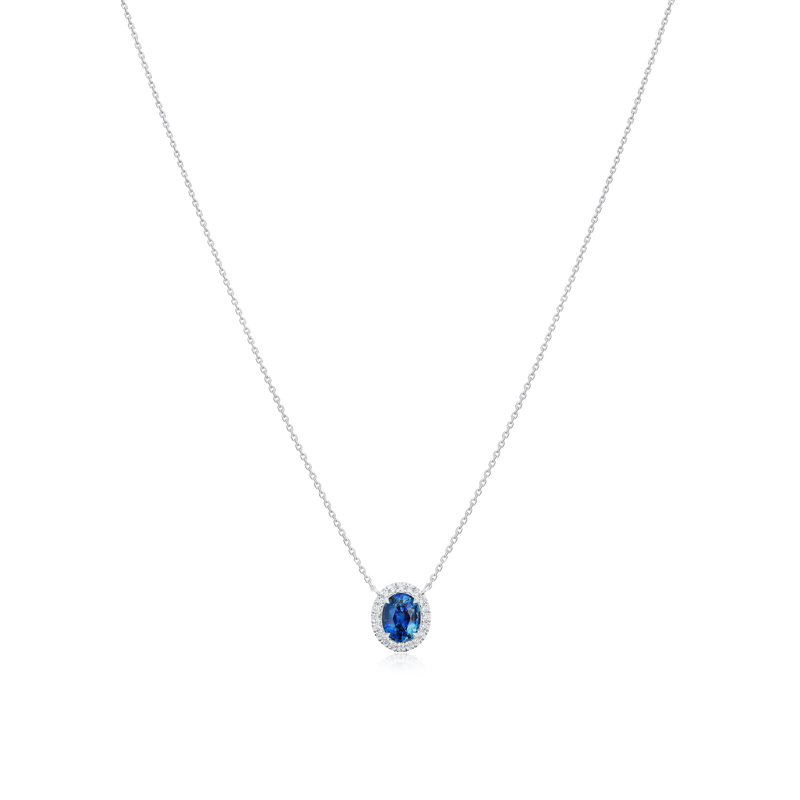 1.20cts Sapphire and Diamond Cluster Pendant