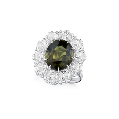5.09cts Alexandrite and Diamond Cluster Ring