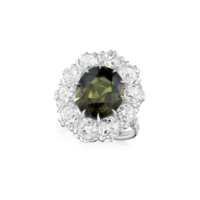 5.09cts Alexandrite and Diamond Cluster Ring
