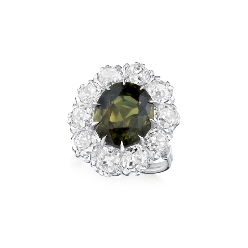 5.09cts Alexandrite and Diamond Cluster Ring