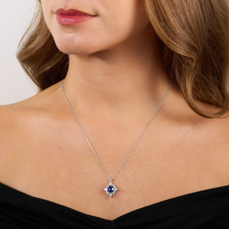 1.65cts Kashmir Sapphire and Diamond Pendant