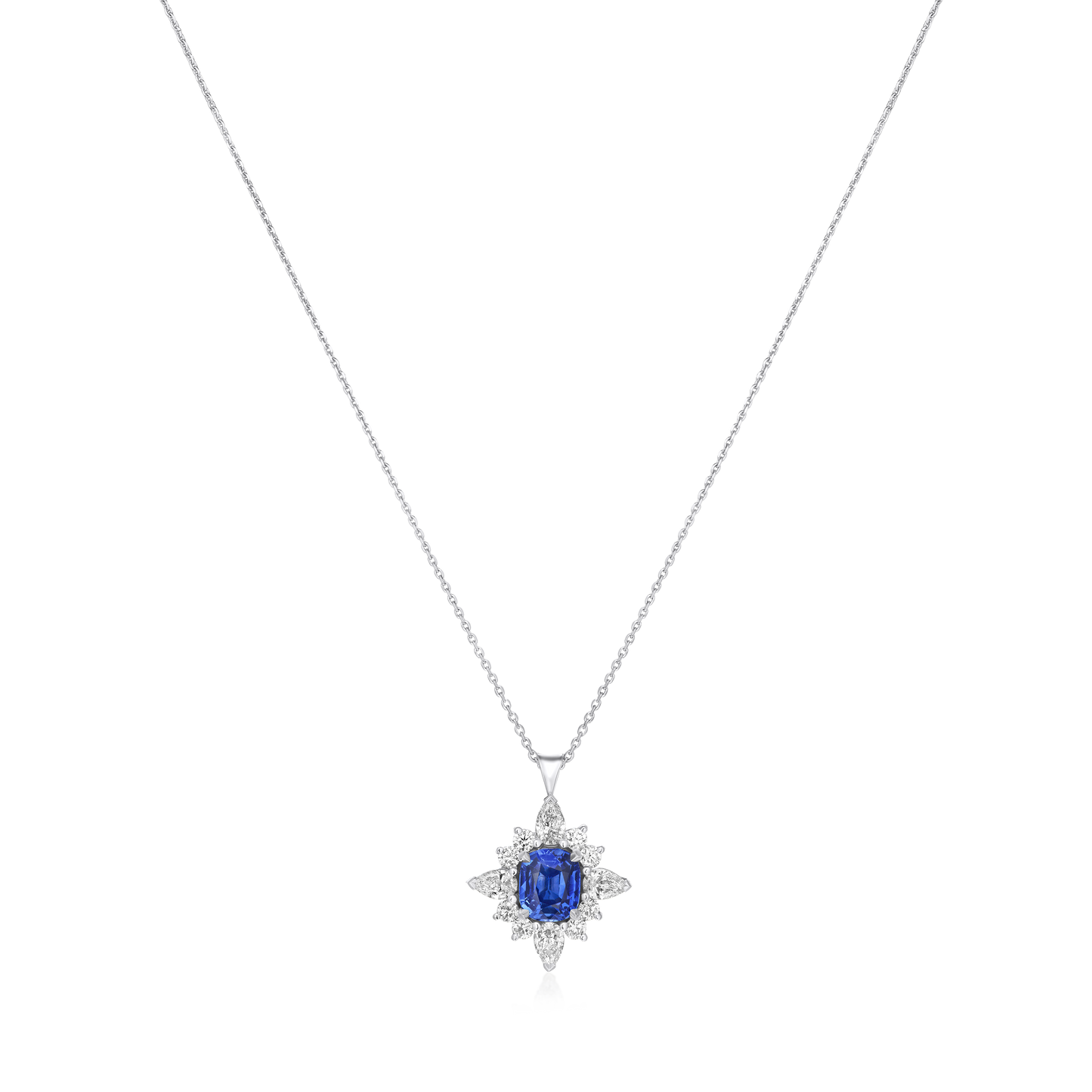 1.65cts Kashmir Sapphire and Diamond Pendant