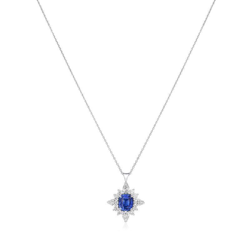 1.65cts Kashmir Sapphire and Diamond Pendant