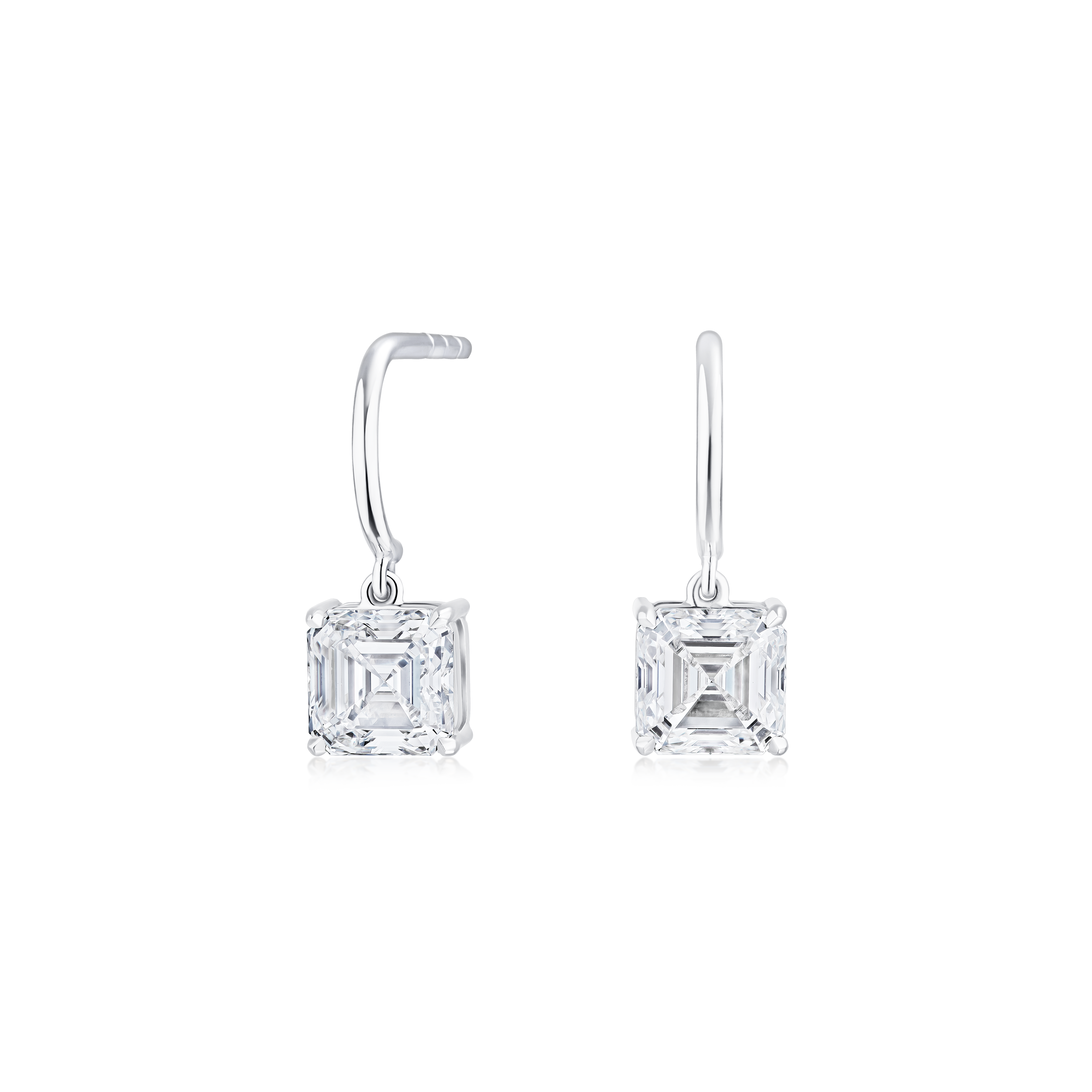 2.08ct Asscher Cut Diamond Drop Earrings
