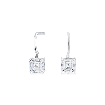 2.08ct Asscher Cut Diamond Drop Earrings