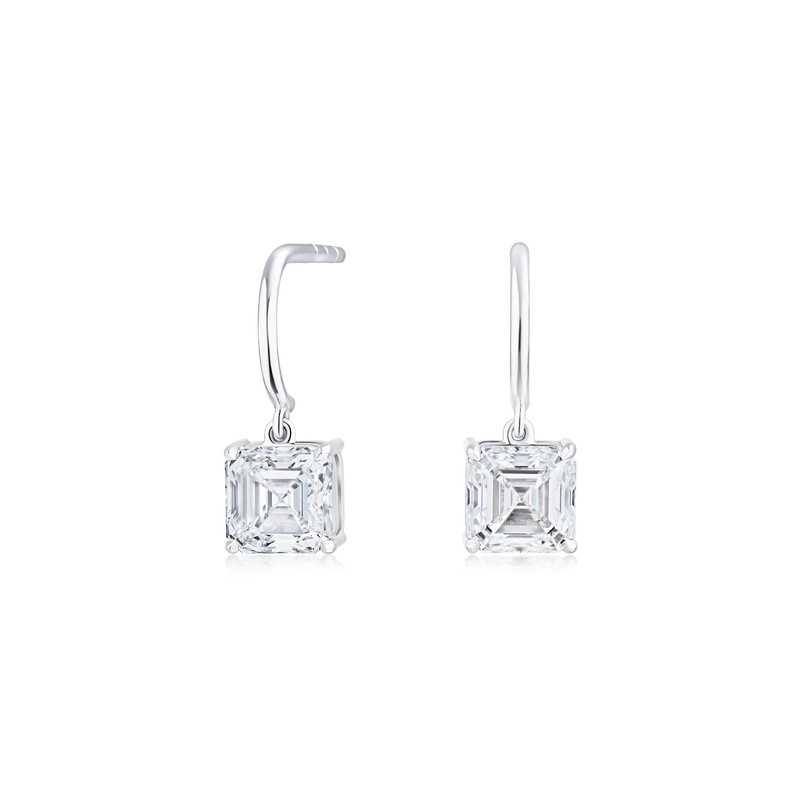 2.08ct Asscher Cut Diamond Drop Earrings