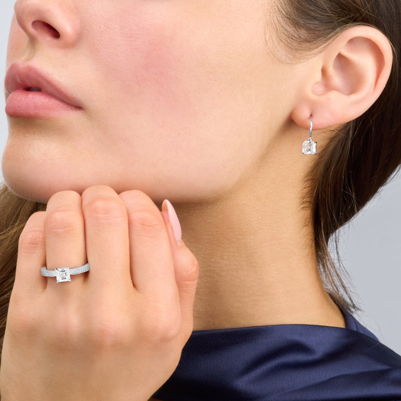 2.08ct Asscher Cut Diamond Drop Earrings