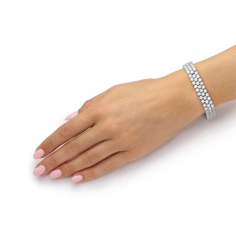 14.00cts Three Row Round Brilliant Cut Diamond Bracelet
