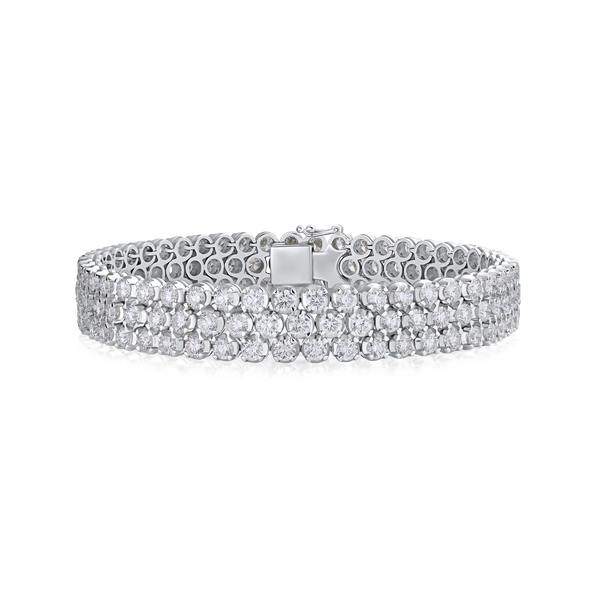 14.00cts Three Row Round Brilliant Cut Diamond Bracelet