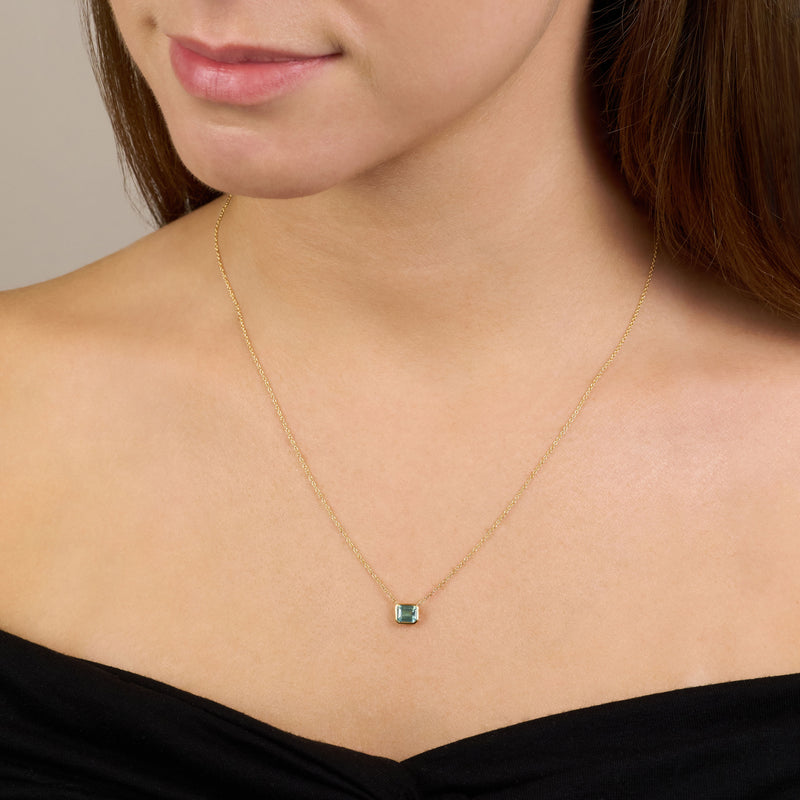 0.89ct Octagon Blue-Green Sapphire Superfine Pendant