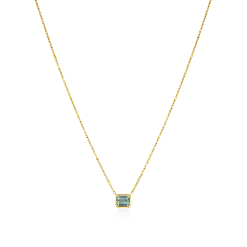 0.89ct Octagon Blue-Green Sapphire Superfine Pendant