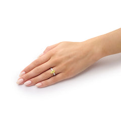 1.60cts Yellow and White Pear Cut Diamond Three Stone Ring