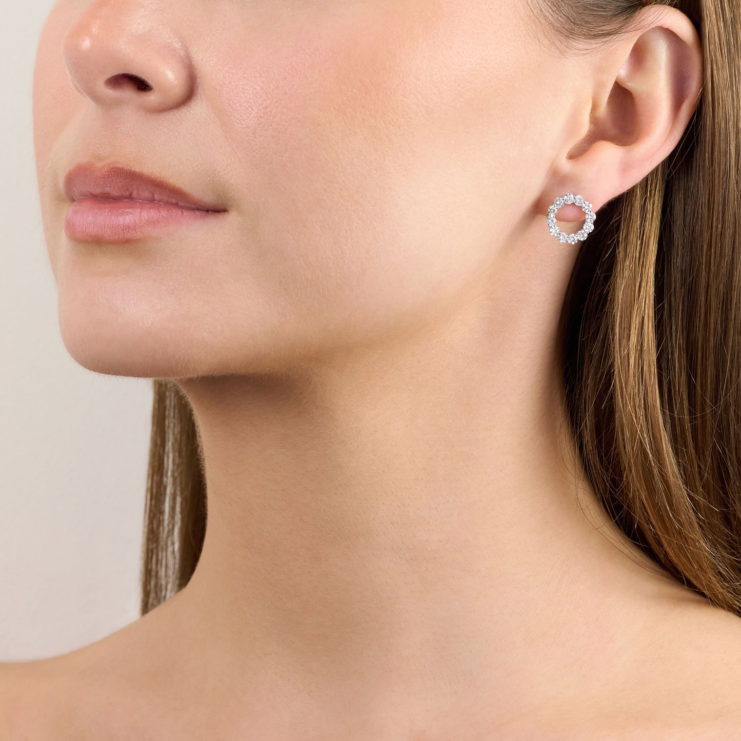 1.46ct Round Brilliant Cut Diamond Circle Stud Earrings