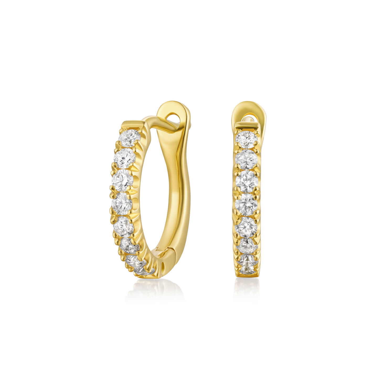 18ct Yellow Gold Diamond Set Hoop Earrings