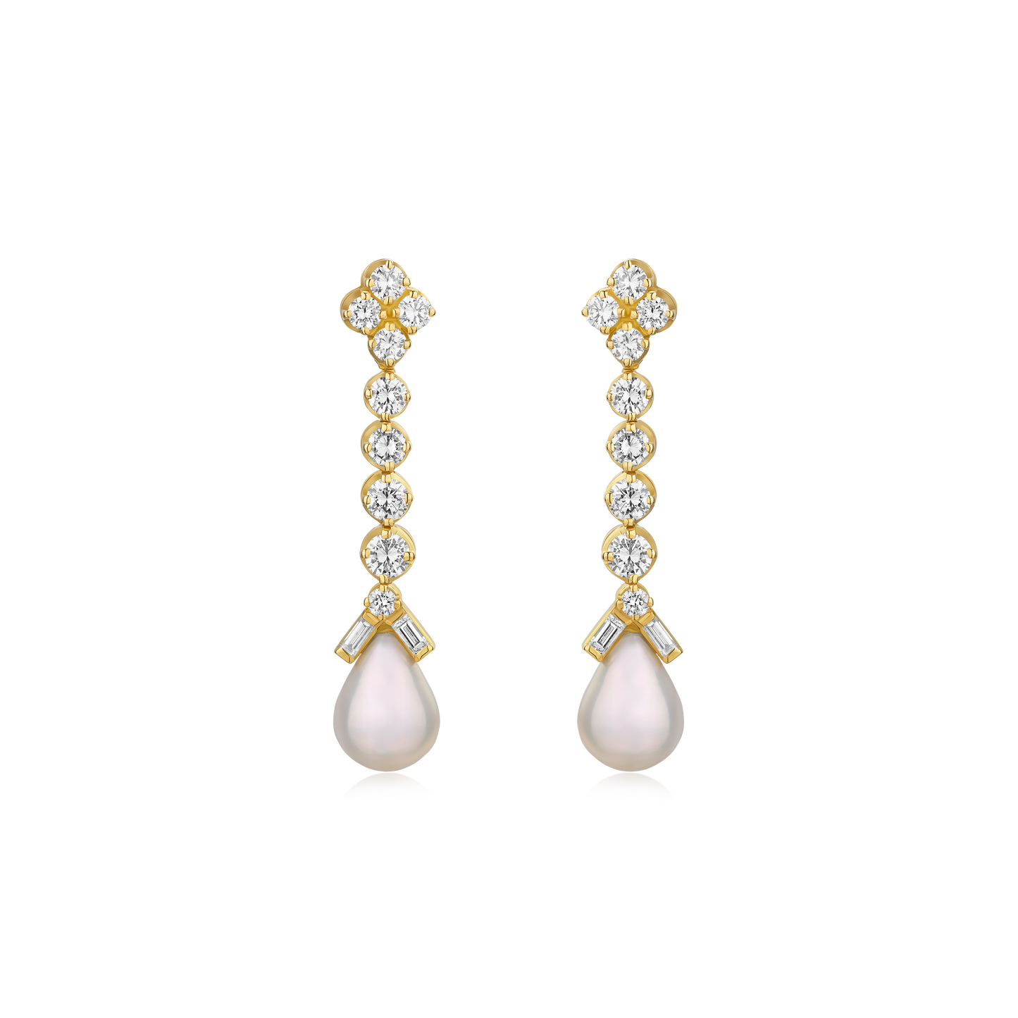 Diamond and Pearl Drop Earrings