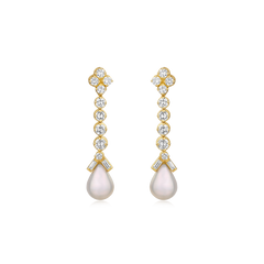 Diamond and Pearl Drop Earrings