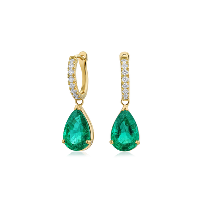 4.69ct Emerald and Diamond Drop Earrings