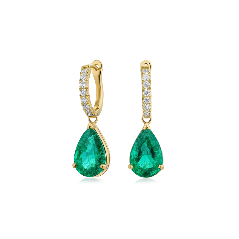 4.69ct Emerald and Diamond Drop Earrings