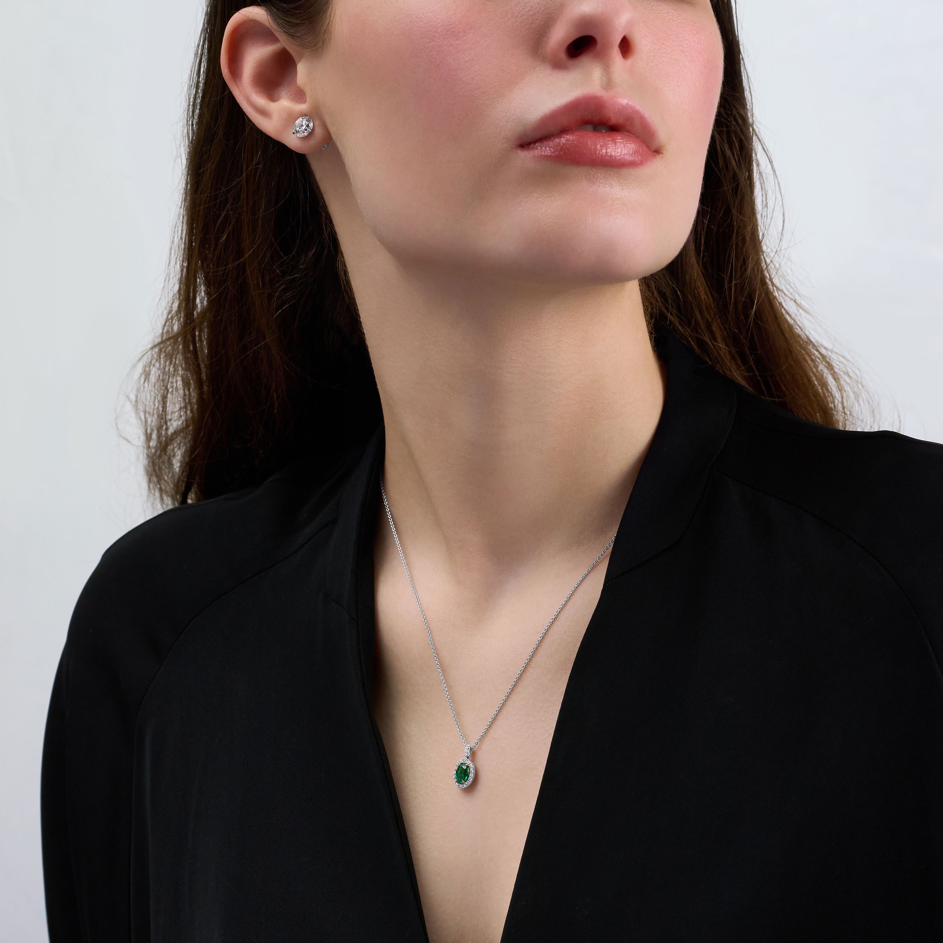 0.71ct Emerald and Diamond Cluster Pendant