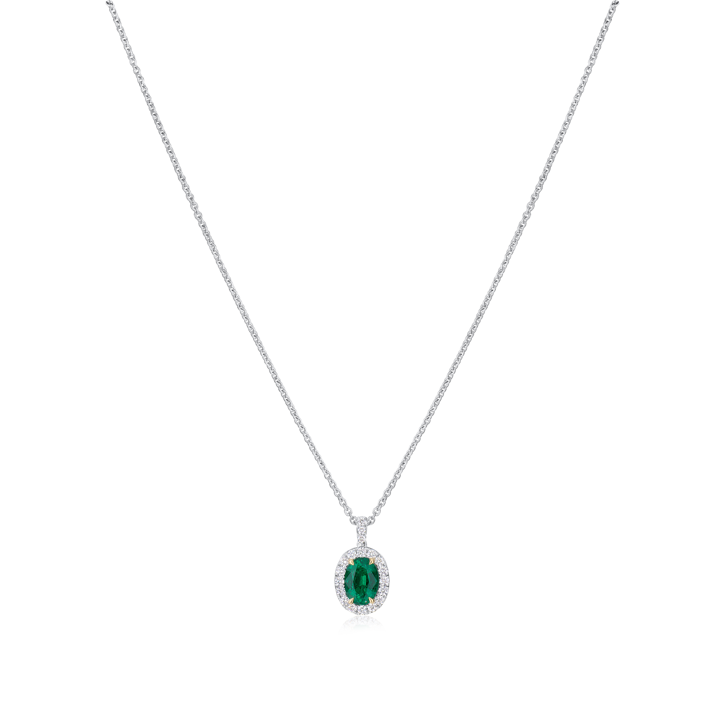 0.71ct Emerald and Diamond Cluster Pendant