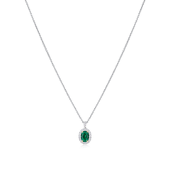 0.71ct Emerald and Diamond Cluster Pendant