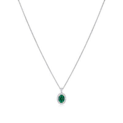0.71ct Emerald and Diamond Cluster Pendant